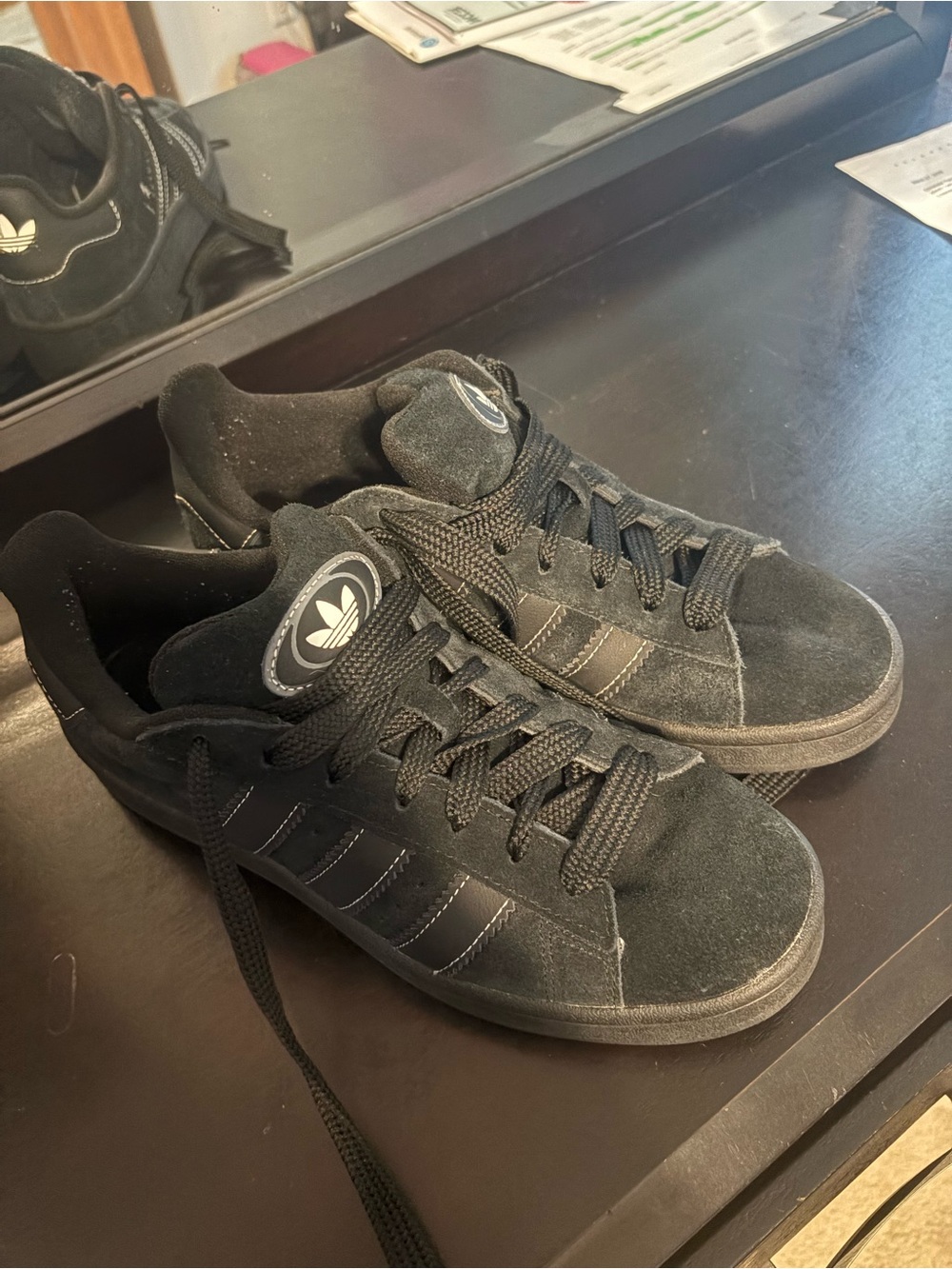 Adidas Black Suede Classic Three-Stripe Men's Sneakers